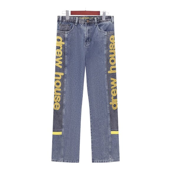 Drew House Embroidered Patchwork Washed Jeans - Picture 1 of 8